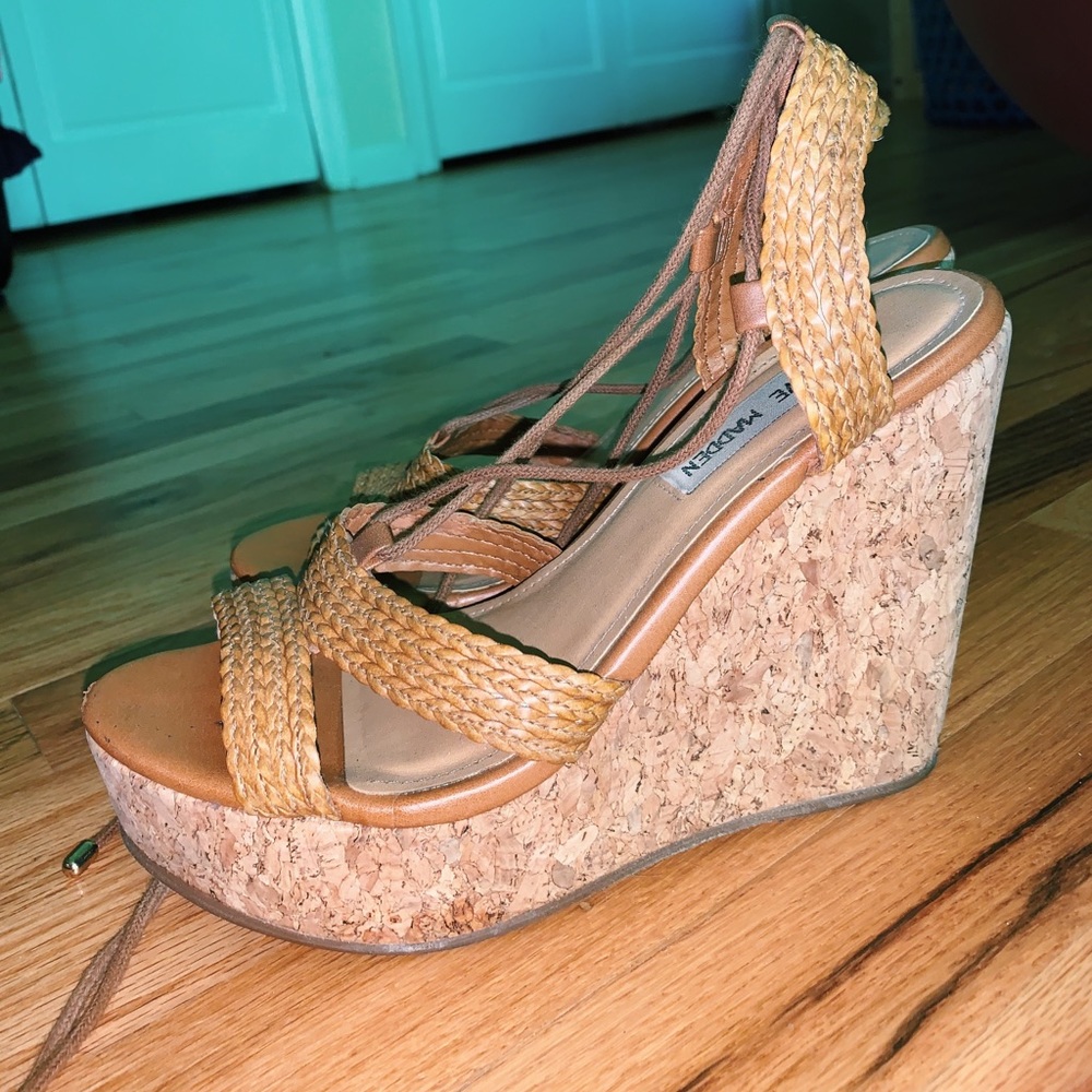 Steve Madden Cork Wrap Around Wedges